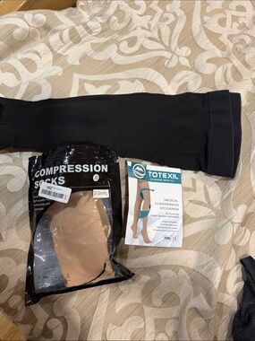 2 pairs of Medical Compression Stockings - Black and nude